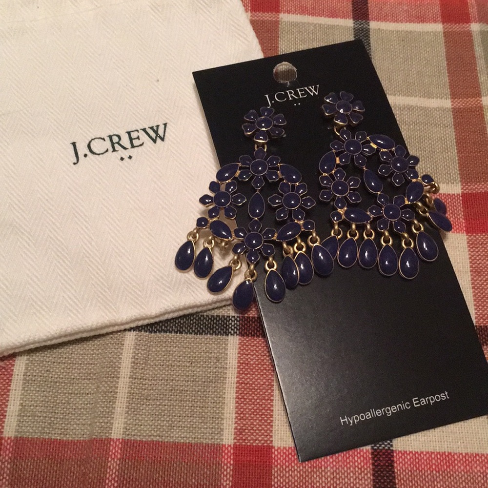 J. Crew navy blue dangle earrings NWT